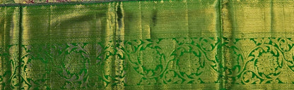 Cream with Leaf Green Kanchipuram Handloom Tissue Silksarees 004