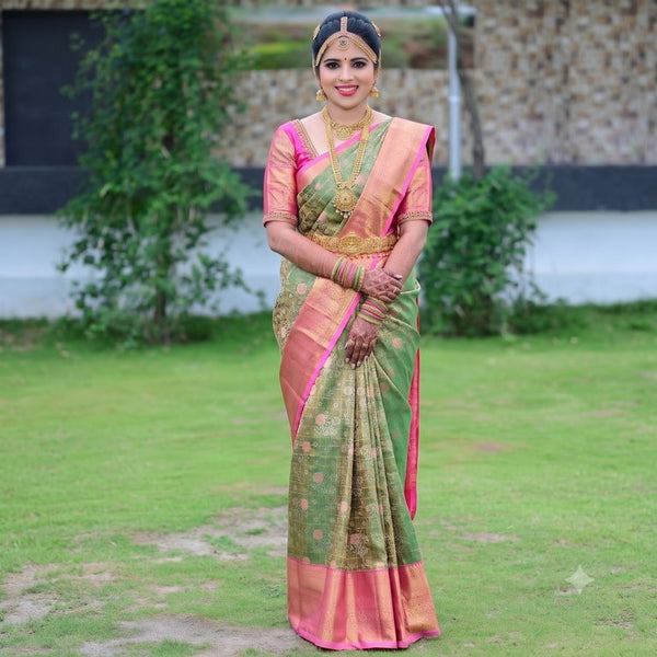 Trendy Kanchipuram Blended Vintage Tissue Bridal Silk Sarees 038