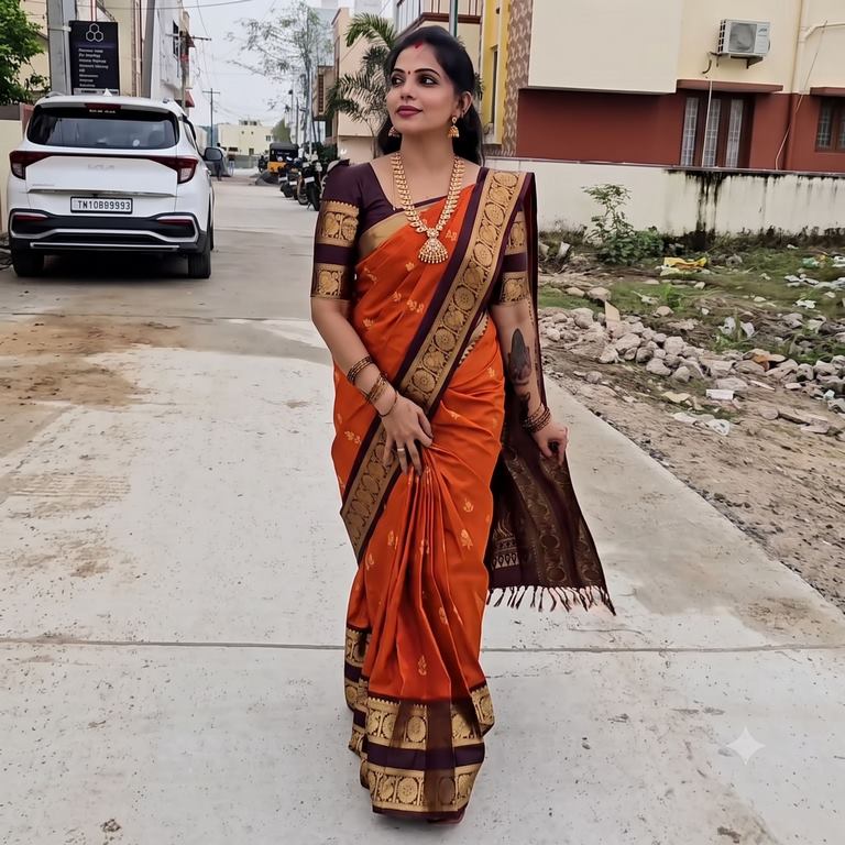 Trendy Vintage Rusted Orange Silksarees 001