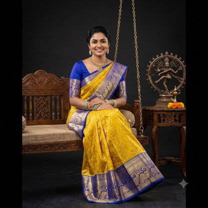 Trendy Kanchipuram Blended Vintage Bridal Silk Sarees 016