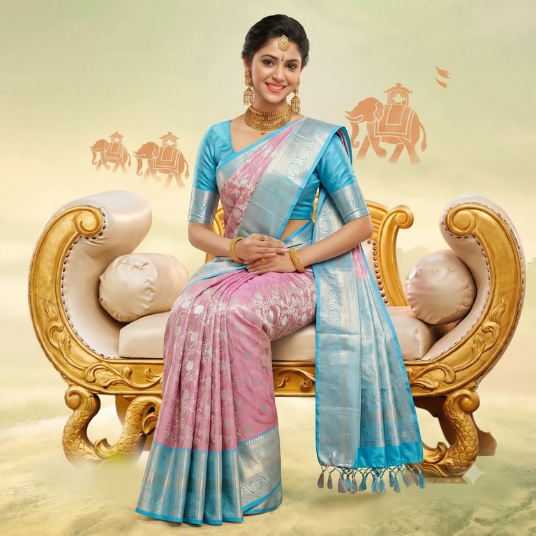 Trendy Kanchipuram Blended Vintage Tissue Bridal Silk Sarees 059