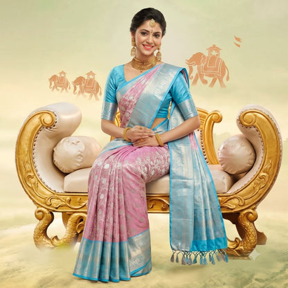 Trendy Kanchipuram Blended Vintage Tissue Bridal Silk Sarees 059