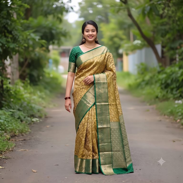 Trendy Kanchipuram Blended Vintage Bridal Silk Sarees 023
