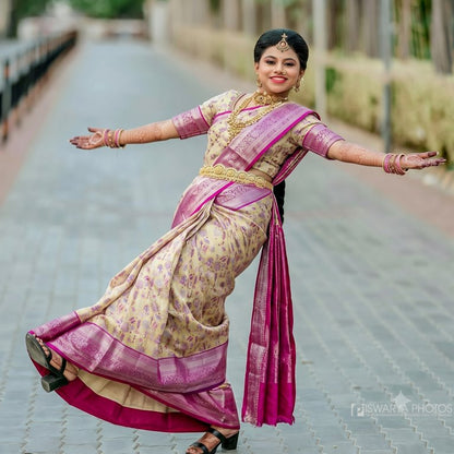 Trendy Kanchipuram Blended Vintage Tissue Bridal Silk Sarees 040
