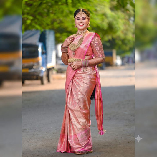Trendy Kanchipuram Blended Vintage Tissue Bridal Silk Sarees 180076 - 033