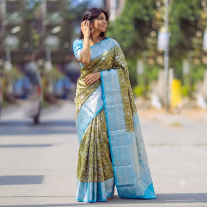 Trendy Kanchipuram Blended Vintage Tissue Bridal Silk Sarees 032