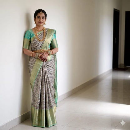 Luxury Kanchipuram Blended Tissue Bridal Silk Sarees 010