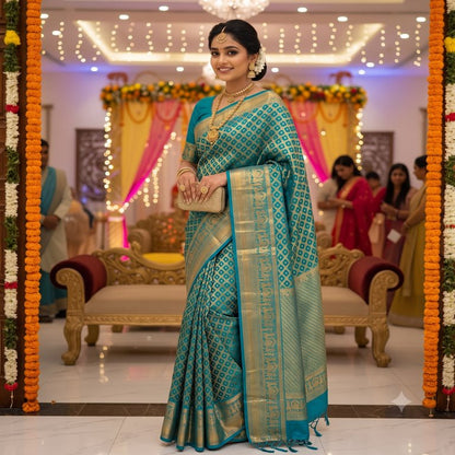 Trendy Kanchipuram Blended Vintage Bridal Silk Sarees 013