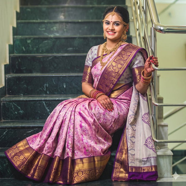 Luxury Kanchipuram Blended Tissue Bridal Silk Sarees 005