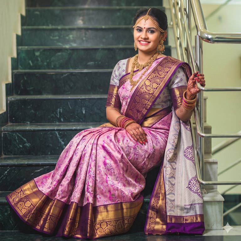 Luxury Kanchipuram Blended Tissue Bridal Silk Sarees 005
