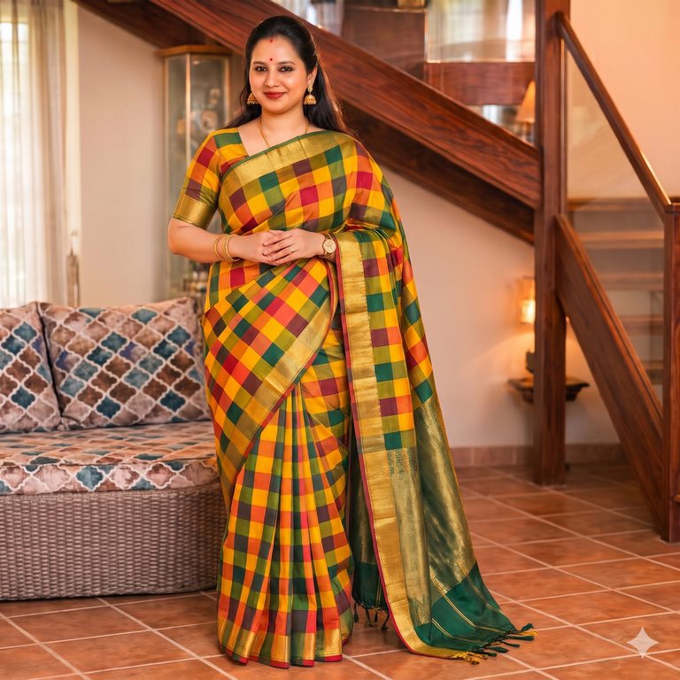 Kanchipuram Traditional 9 Yards Pure Silk Saree 003
