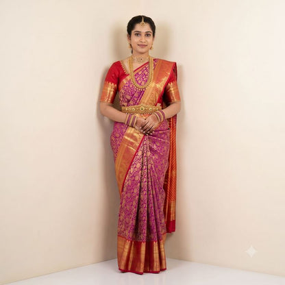 Trendy Kanchipuram Blended Vintage Bridal Silk Sarees 017