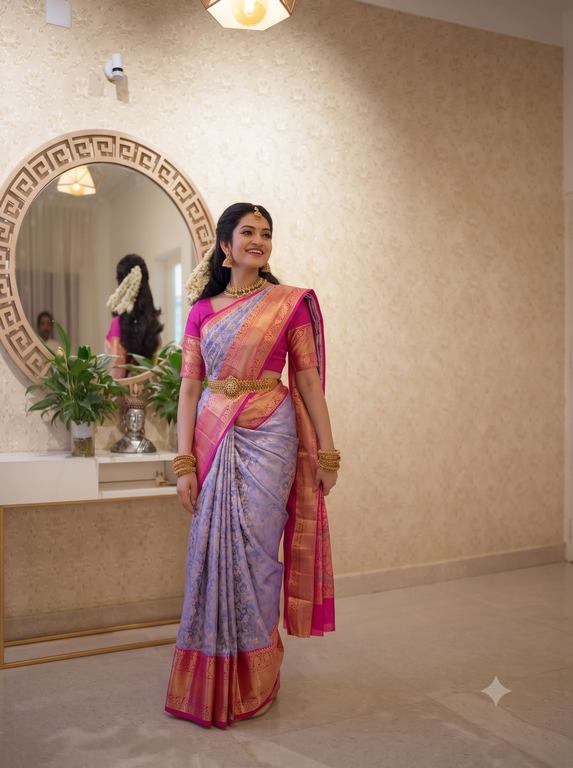 Luxury Kanchipuram Blended Tissue Bridal Silk Sarees 003