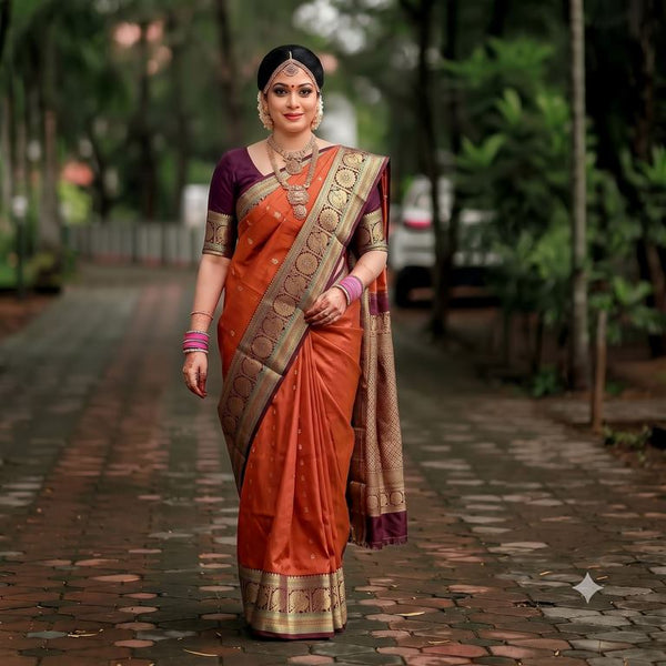Kanchipuram Trendy Vintage Rusted Orange Silksarees 022