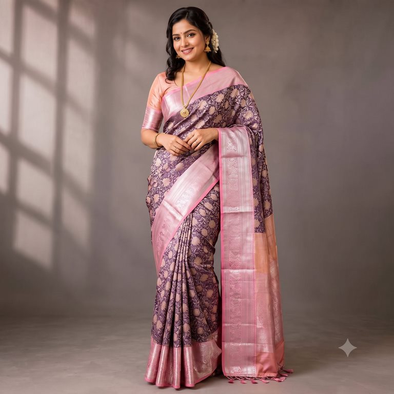 Trendy Kanchipuram Blended Vintage Tissue Bridal Silk Sarees 048