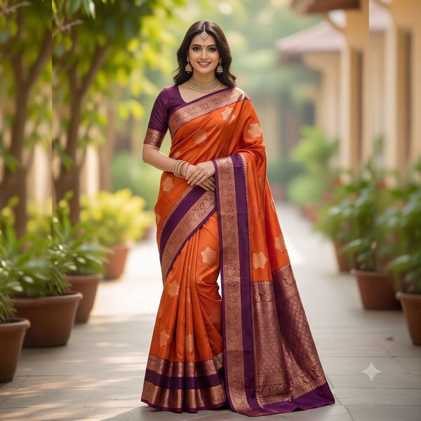 Kanchipuram Trendy Vintage Rusted Orange Silksarees 020