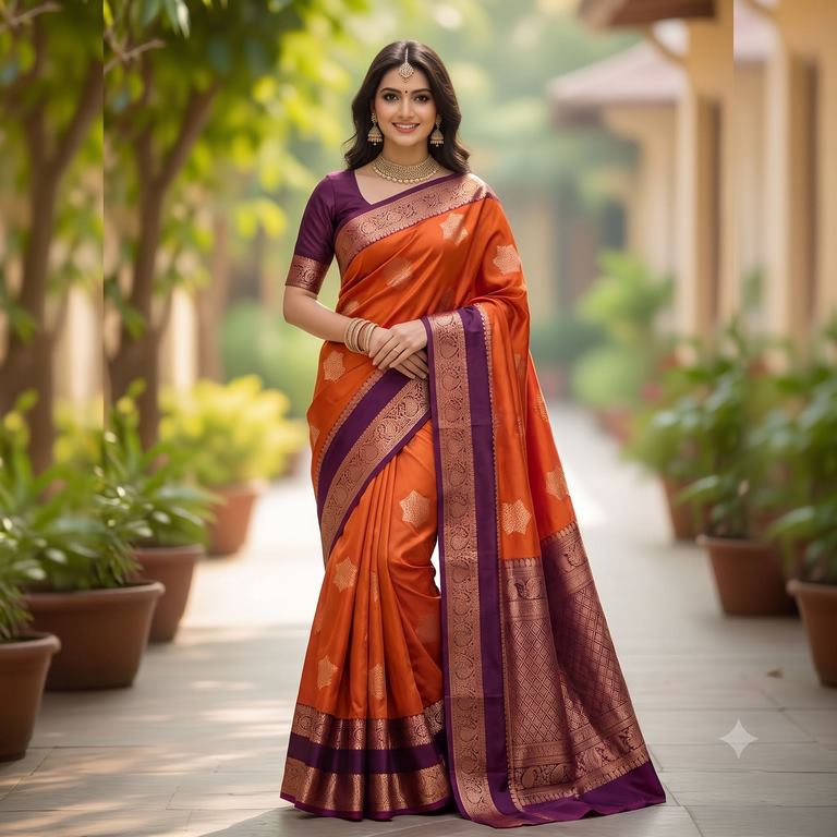 Kanchipuram Trendy Vintage Rusted Orange Silksarees 020