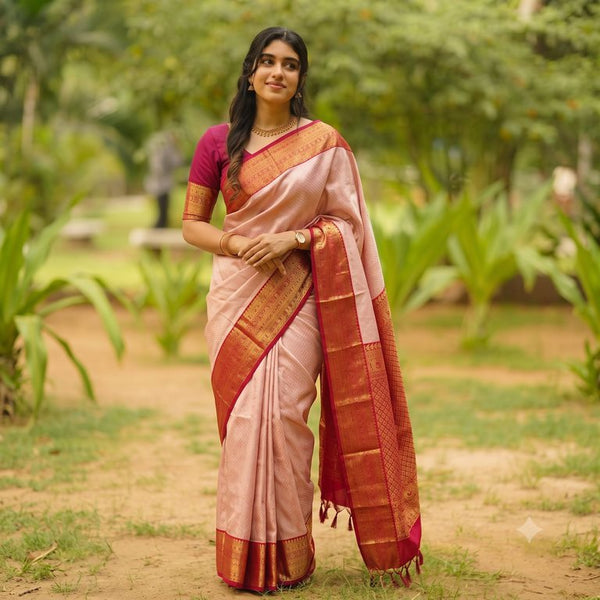 Trendy Kanchipuram Blended Vintage Bridal Silk Sarees 075