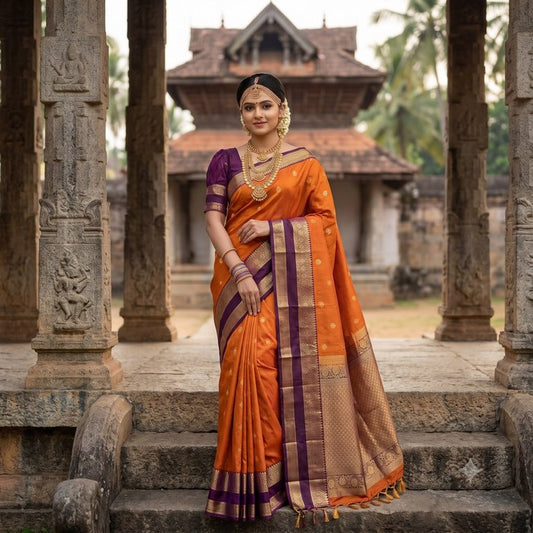 Kanchipuram Trendy Vintage Rusted Orange Silksarees 017