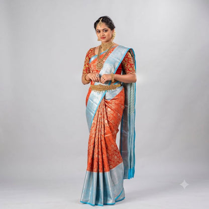 Trendy Kanchipuram Blended Vintage Tissue Bridal Silk Sarees 049