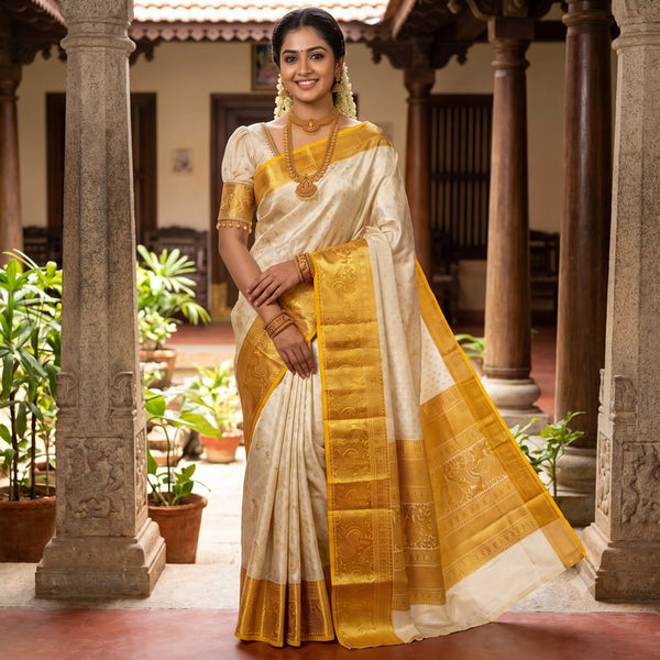 Trendy Kanchipuram Blended Vintage Tissue Bridal Silk Sarees 041