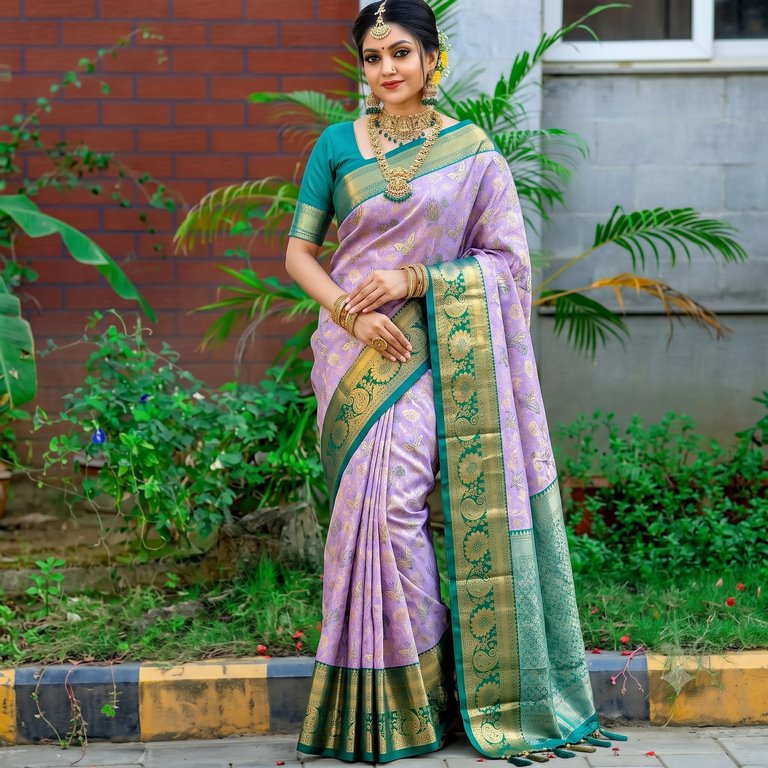Trendy Kanchipuram Blended Vintage Tissue Bridal Silk Sarees 050