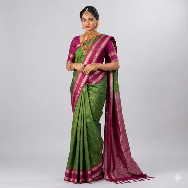 Exclusive Pure Kanchipuram Oosi-Checked Korvai Silksarees 007
