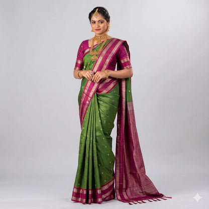 Exclusive Pure Kanchipuram Oosi-Checked Korvai Silksarees 007