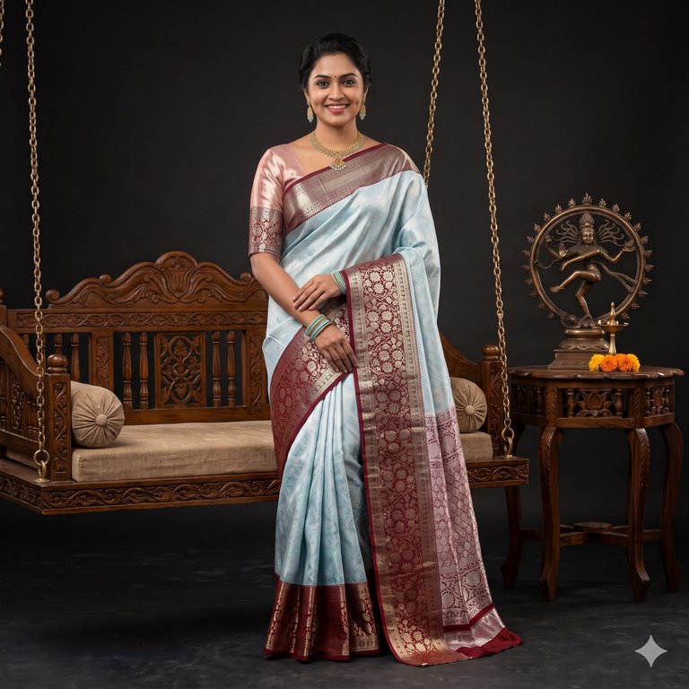 Luxury Kanchipuram Blended Tissue Bridal Silk Sarees 011