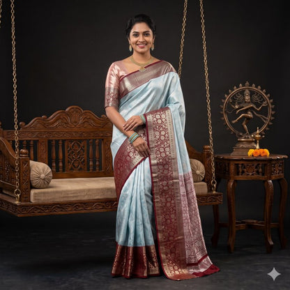 Luxury Kanchipuram Blended Tissue Bridal Silk Sarees 011