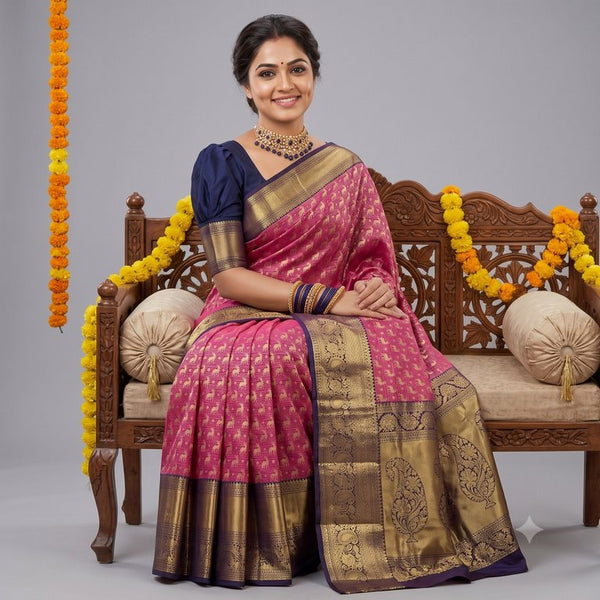 Trendy Kanchipuram Blended Vintage Bridal Silk Sarees 011