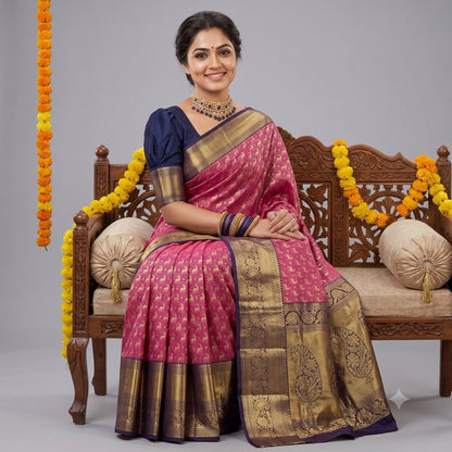 Trendy Kanchipuram Blended Vintage Bridal Silk Sarees 011