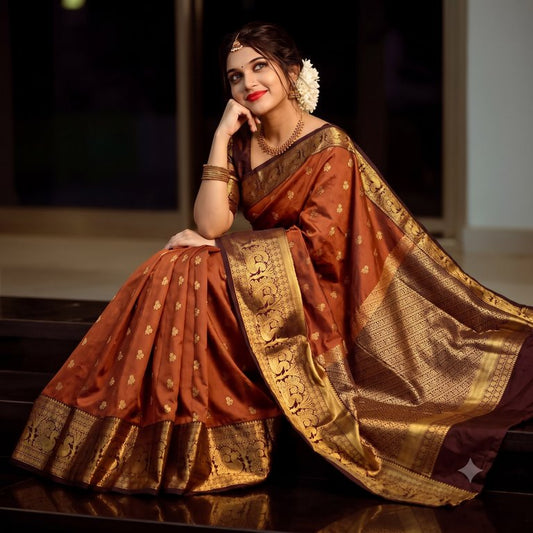 Trendy Vintage Rusted Orange Silksarees 013