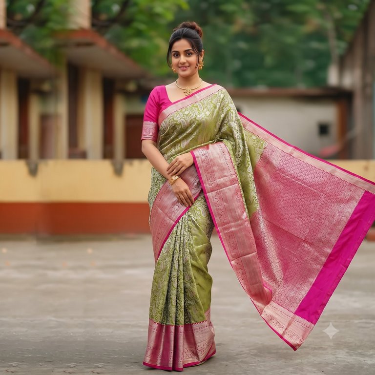 Trendy Kanchipuram Blended Vintage Bridal Silk Sarees 180064 - 014