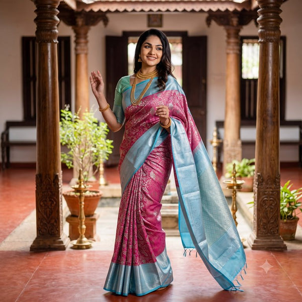 Trendy Kanchipuram Blended Vintage Tissue Bridal Silk Sarees 036