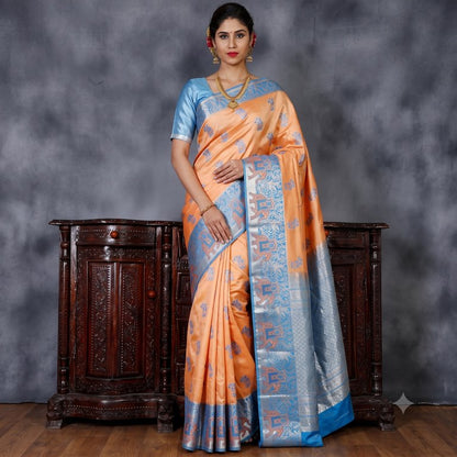 Trendy Kanchipuram Blended Vintage Tissue Bridal Silk Sarees 035