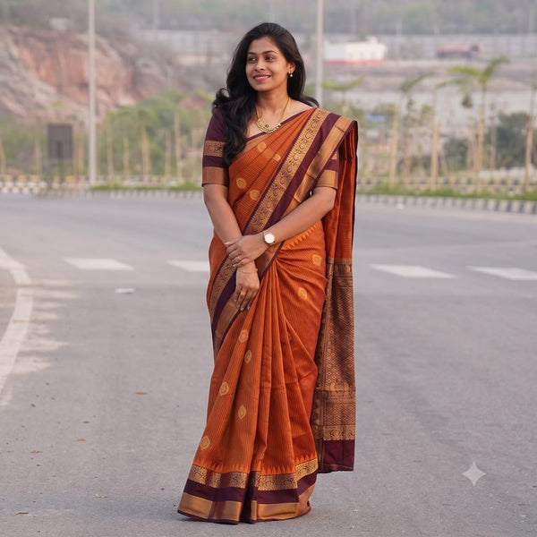 Trendy Vintage Rusted Orange Silksarees 007