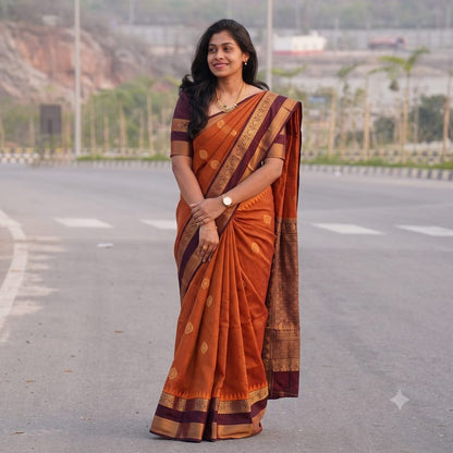 Trendy Vintage Rusted Orange Silksarees 007
