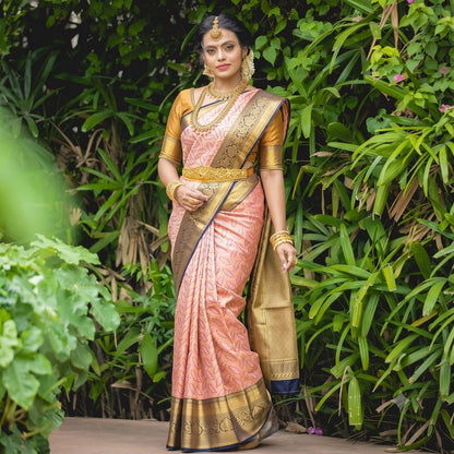 Trendy Kanchipuram Blended Vintage Tissue Bridal Silk Sarees 063