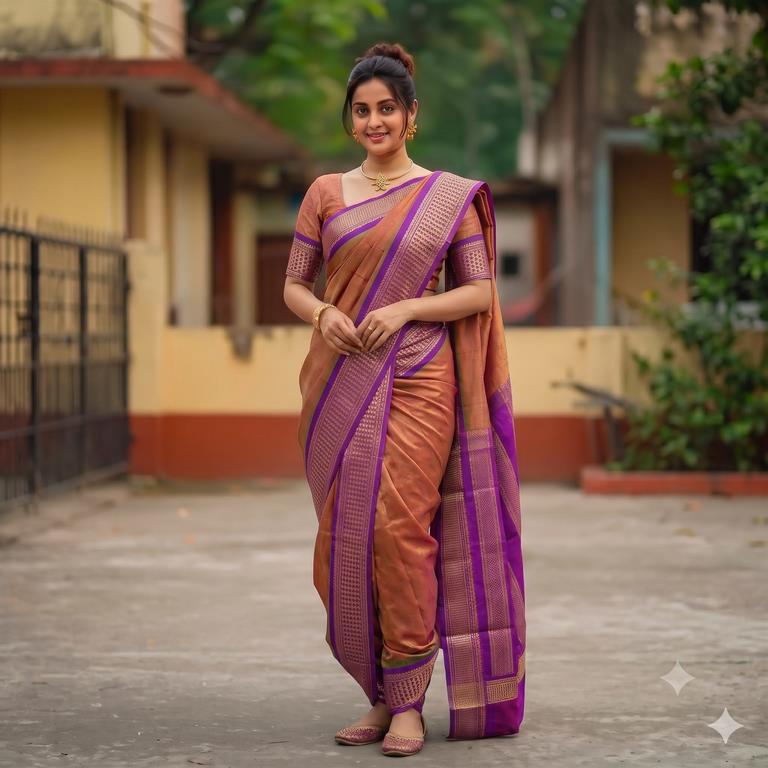 Kanchipuram Traditional 9 Yards Pure Silk Saree 009