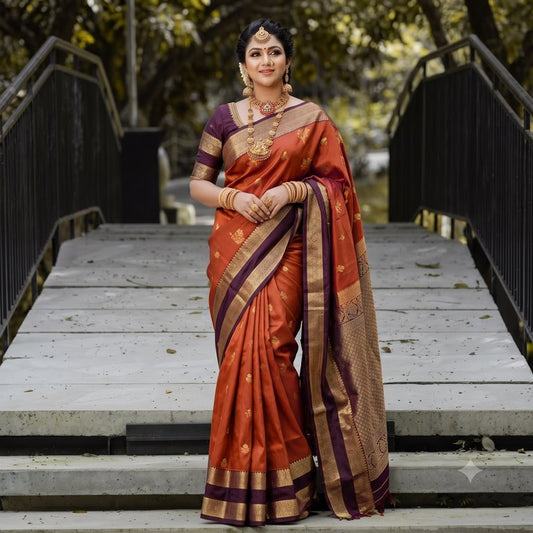 Kanchipuram Trendy Vintage Rusted Orange Silksarees 018