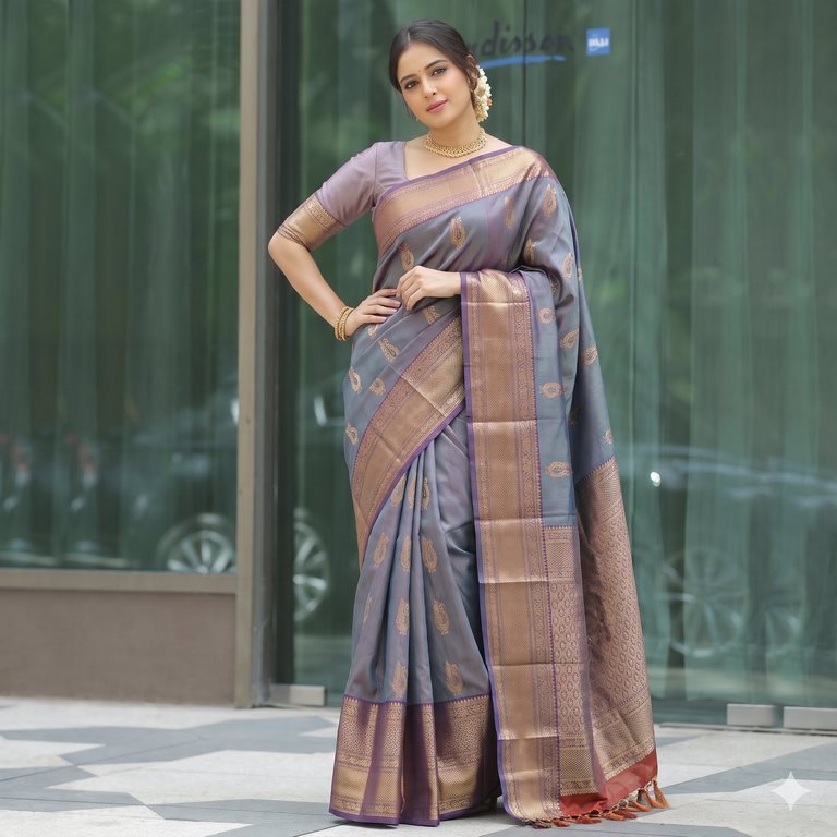 Kanchipuram Pure Fancy Self Colour SilkSarees 004