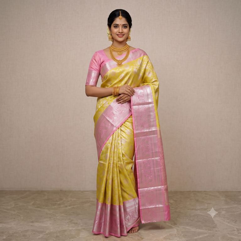Trendy Kanchipuram Blended Vintage Tissue Bridal Silk Sarees 034
