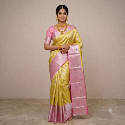 Trendy Kanchipuram Blended Vintage Tissue Bridal Silk Sarees 034