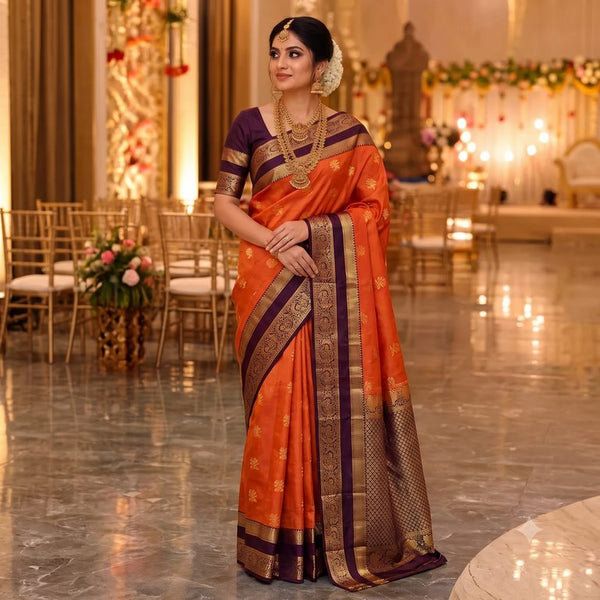Trendy Vintage Rusted Orange Silksarees 005