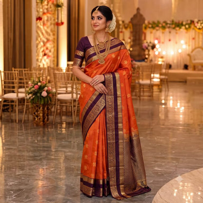 Trendy Vintage Rusted Orange Silksarees 005