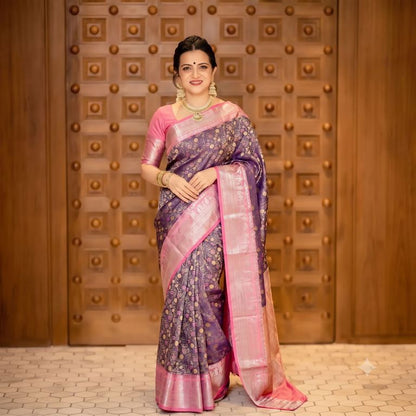 Trendy Kanchipuram Blended Vintage Tissue Bridal Silk Sarees 031
