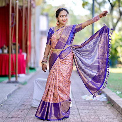 Luxury Kanchipuram Blended Tissue Bridal Silk Sarees 002