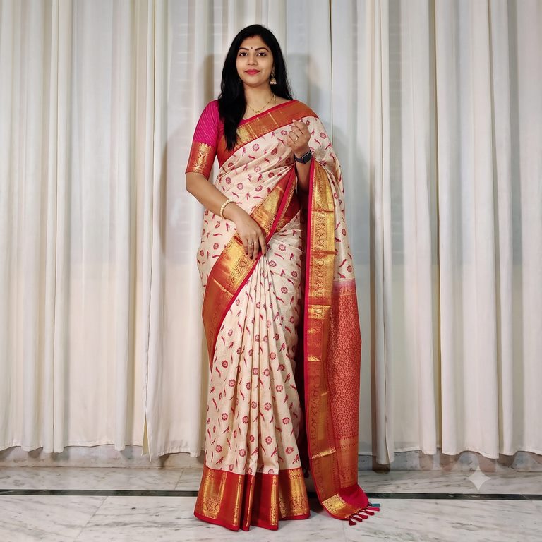 Luxury Kanchipuram Blended Bridal Silk Sarees 001
