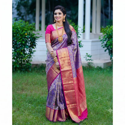 Trendy Kanchipuram Blended Vintage Bridal Silk Sarees 061